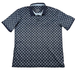 Swannies Polo Shirt Mens XL Navy Blue White Geometric Golf Polyester Lightweight - Picture 1 of 13