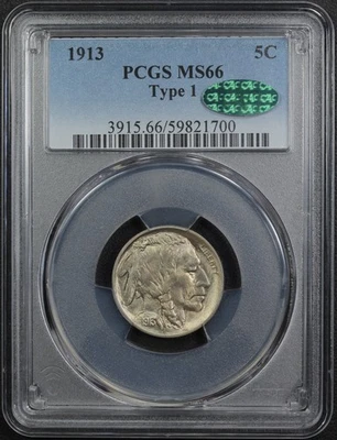 1913 Type 1 Buffalo Nickel 5C PCGS MS 66 CAC - Image 1 of 4