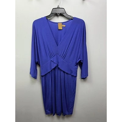 Vestido Anthropologie Ali Ro Mujer 8 Retro Plisado Azul Real Manga 3/4 Cuello en V Foto 1 de 4