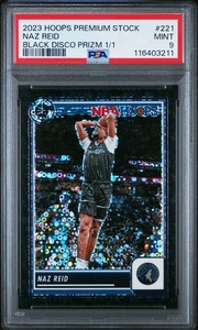 2023 Panini Hoops Premium Stock #221 Naz Reid Black Disco Prizm 1/1 PSA 9 - Picture 1 of 2