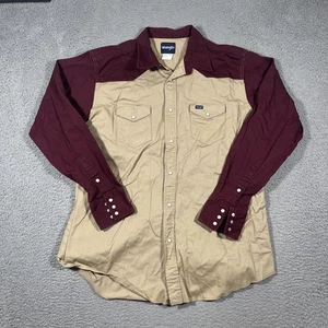 Wrangler Herren Gr. 2XLT weinrot hellbraun schweres Canvas dicke Perlen Druckknopf Hemd - Bild 1 von 7