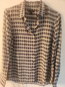 NWOT JCrew 100% Silk Button Up Top Owl Print Long Sleeve Blouse Size 10 - Picture 1 of 4