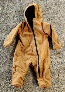 Carhartt Overall Kleinkind Baby 12M braun Kapuze gesteppt gefüttert Schneeanzug Winter - Bild 1 von 6
