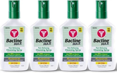Pacote com 4 spray de limpeza para alívio da dor Bactine Max 5 fl oz (148 ml) cada - Imagem 1 de 4