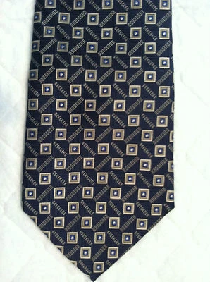 Corbata de hombre de hoy 100 % seda ~ Hecha en EE. UU. ~ Colores metálicos en azul marino ~ Geométrica ~ (#242) Foto 1 de 4