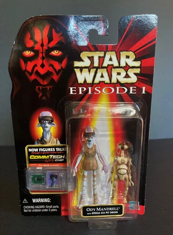 1999 Hasbro Star Wars Ep1 TPM Ody Mandrell with Pit Droid 3.75" Action Figure Cover