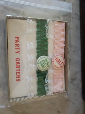 Vtg 50s STOP GO novelty Party Garters Green Pink Joke Funny  Lingerie adult sexy - Image 1 of 2