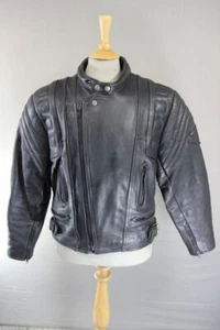 AKITO MERCURY PLUS CLASSIC BLACK LEATHER BIKER JACKET WITH BACK PROTECTOR 42-44" - Picture 1 of 9