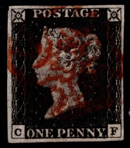 1840 1d Black Plate 2 CF 4m Fine Red Maltese Cross Fine Used Cat. £375.00 - Picture 1 of 1