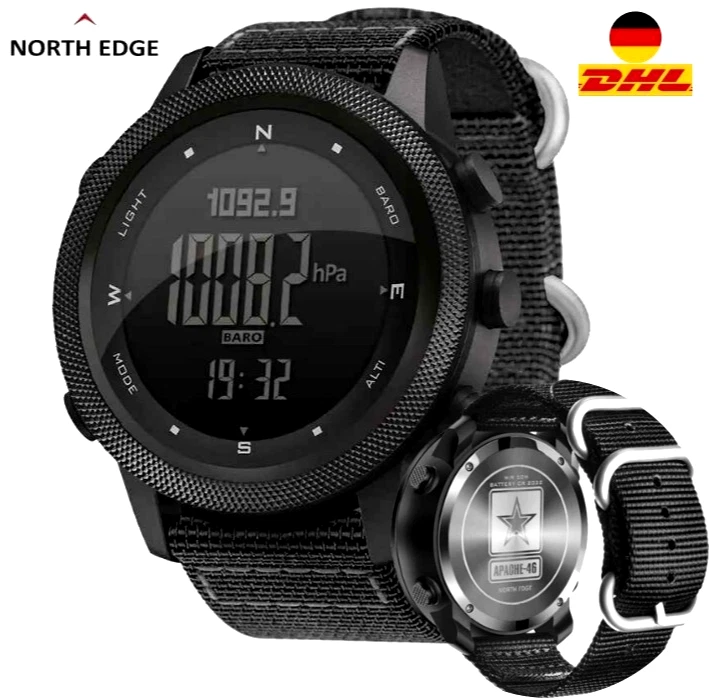 NORTH EDGE APACHE-46 Outdoor Herren-Digitaluhr – Höhenmesser, Barometer, Kompass - Bild 1 von 4