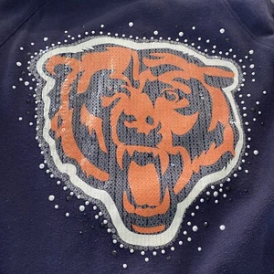 Pink Victoria Secret Chicago Bears Sweatshirt Hoodie Womens Medium Blue Sequin - Picture 1 of 5