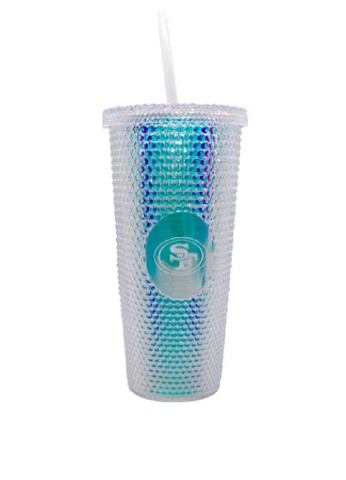 San Francisco 49ers Iridescent Studded 24 oz Tumbler Cover