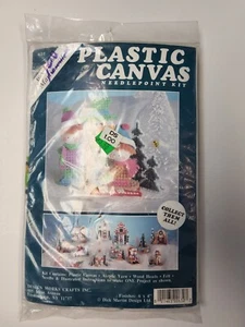 Vintage Plastic Canvas Needlepoint Kit Dick Martin Martinsville 630 Sled Snowman - Picture 1 of 6