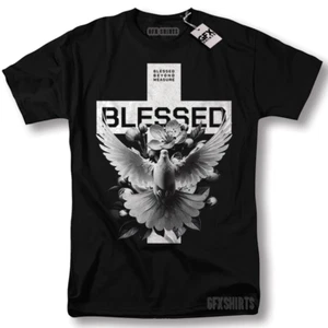 Blessed Faith Prayer Christian Catholic Graphic Design T-Shirt - Picture 1 of 2