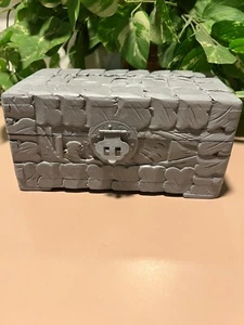 Chinese Hand Carved Camphor Wood Box Painted Grey. Vintage - Picture 1 of 5