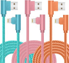 Iphone Charger, 3 Pack 10FT 90 Degree Charging Cable Mfi Certified USB Lightning