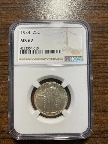 1924-P Standing Liberty Silver Quarter 25C NGC MINT STATE 62 MS 62 Cover