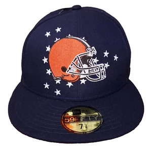 Cleveland Browns New Era 59fifty 5950 NFL Fitted 7 5/8 Flatbill Cap Hat Navy NWT - Picture 1 of 8