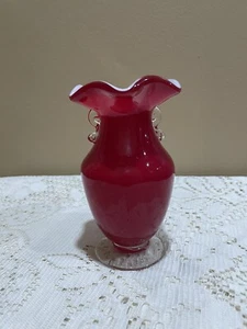 Mini vaso in vetro soffiato a mano rosso vintage - Foto 1 di 8