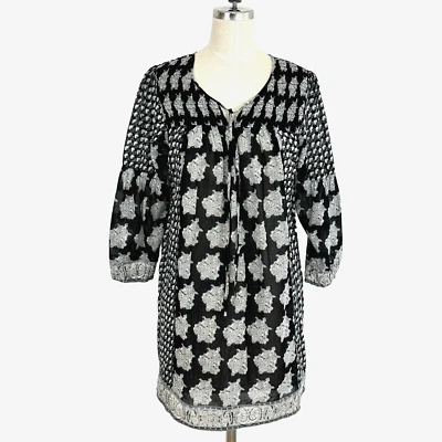 JOIE a la Plage Black White La Playa Tunic Swim Coverup Mini Dress Tunic S Beach - Image 1 of 4