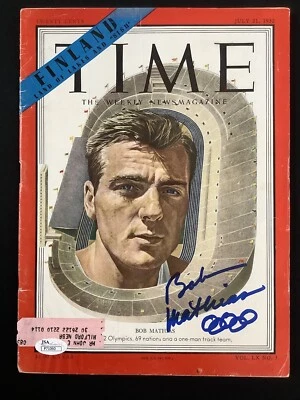Bob Mathias Signed Time Magazine 7/21/52 Olympic Gold Medalist Autograph JSA - Image 1 of 4
