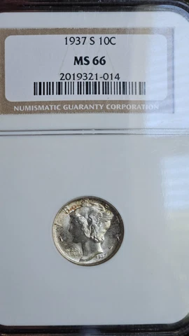 1937 S Mercury Dime NGC MS 66 Cover