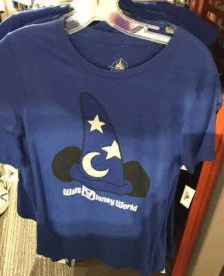 Disney Parks Hechicero Mickey Fantasía Sombrero Camisa Mujer M NUEVO VERDADERO AZUL WISHES Foto 1 de 4