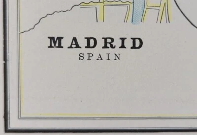 Vintage 1900 MADRID SPAIN Map 14"x11" ~ Old Antique Original PRADO MUSEUM - Image 1 of 4