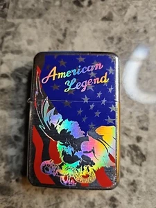 Refillable Flip Top Oil Lighter Eagle American Legend  USA Flag - Picture 1 of 3