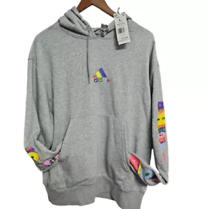 Adidas Sudadera con Capucha Logo Arco Iris Gris Colorido Manga Estampado Talla L - Imagen 1 de 6