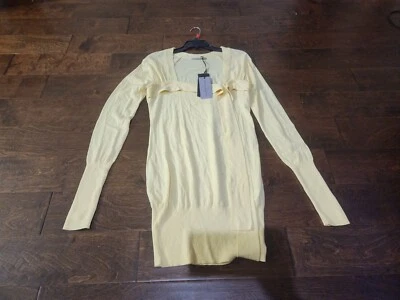 Ermanno Scervino Womens Long Sweater Size 46 Yellow Square Neck Dress Tunic New - Image 1 of 4