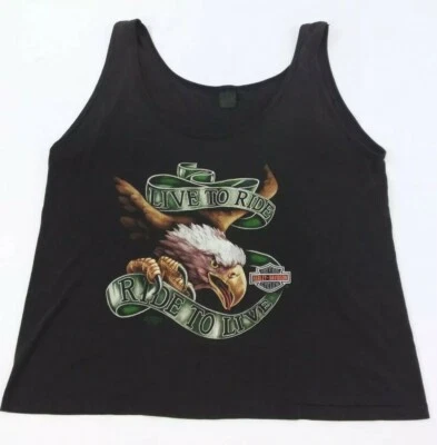 1991 3D Emblem XL Harley Davidson Live to Ride Eagle T-Shirt Tank top F.T. Worth - Image 1 of 4
