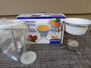 Butter Warmers by Progressive Int'l Ceramic Ramekins w Stands - w Box GCBW-2 - Picture 1 of 5