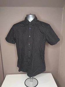Ben Sherman Short Sleeve Shirt Dots Brown Size Small - Picture 1 of 10