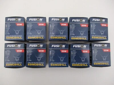10 x FUSION 35w  HALOGEN DICHROIC LAMPS.  GU5.3  12V  2900K.  EDM 281LL.  NEW - Image 1 of 4