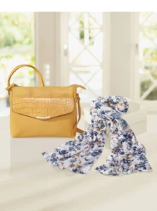 Damen City-Handtasche in gelb mit Schal - Bild 1 von 5