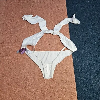 Adore Me Bikini Panties Wrap Around Waist Bow Tie Large White U6a - Image 1 of 4