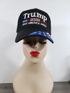 Trump 2020 Mütze Keep America Great HAT Cap SCHWARZ verstellbarer Riemen Flaggenmuster - Bild 1 von 9