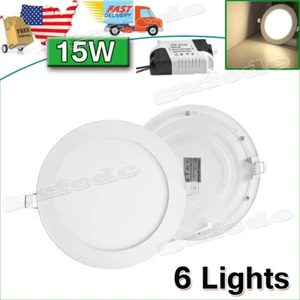 6Pack 7 Inch LED Ceiling Lights Ultra-Thin Recessed Rerofit Kit 4000K Daylight - Picture 1 of 7