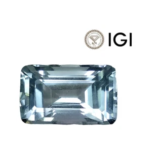 4.43cts igi certified light blue natural aquamarine emerald cut loose gemstones - Picture 1 of 5