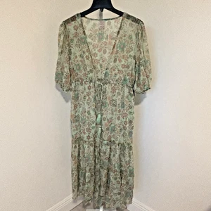 No Boundaries Sheer Floral Multi-Colored Tiered Tie Front Duster Coverup 2XL-3XL - Picture 1 of 6
