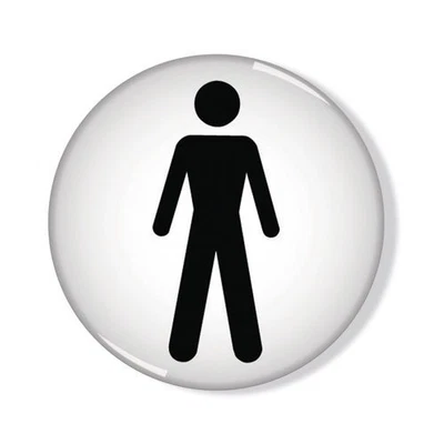 Domed Door Sign Men Symbol 60mm Brushed Aluminium Male Toilet Washroom RDS2 - Image 1 of 3