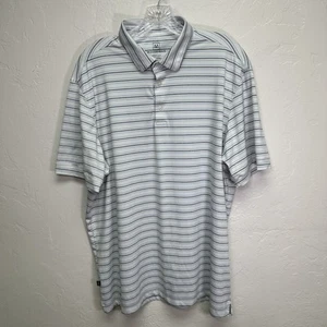 Mizzen+Main Polo Shirt Mens Large Blue Gray Striped Classic Performance Golf - Picture 1 of 7