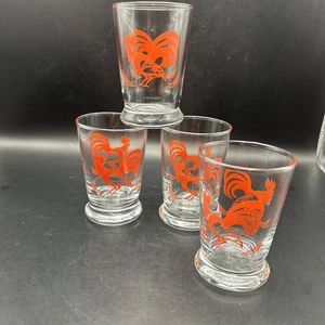 Vintage set of 4 Libby Red Rooster Drinking Glasses Juice GLASSES OB - Picture 1 of 5