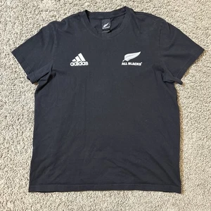 Adidas Herren Neuseeland All Blacks Rugby Shirt EL 3 Streifen schwarz weiß Baumwolle - Bild 1 von 8