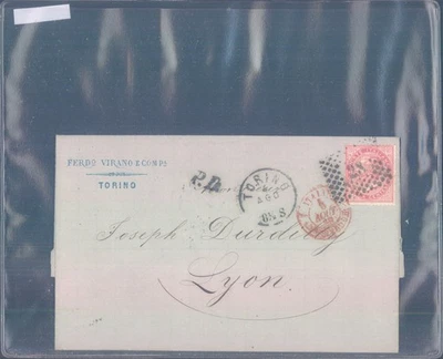 ITALY 1869 cover from Torino to Lyon 40 cent. red - Image 1 of 2