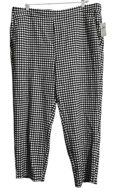 Nuevo con etiquetas Pantalones Old Navy 16 Pull On Pierna Recta Tejido Pata de Gallo Negro Blanco Elástico Foto 1 de 4