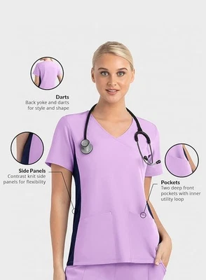 Top Maevn 4520 para mujer Matrix Impulse simulado envolvente paneles tejidos en contraste XXS a 3XL Foto 1 de 4