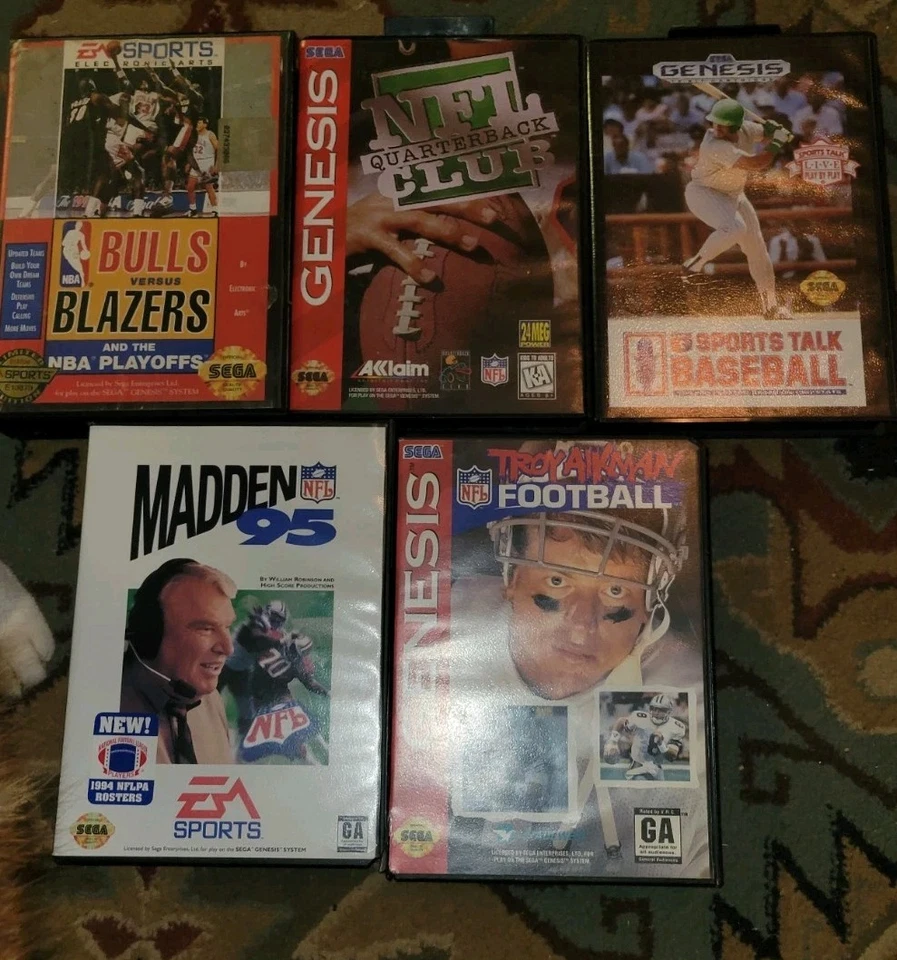 Sega Genesis Lot Of 5 Sports Video Games NBA NFL Baseball - Image 1 of 1