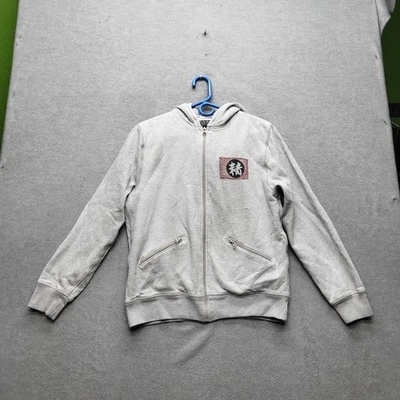 VINTAGE Lucky Brand Women Hoodie S Gray Kyoto Tiger Head Oversized Y2K READ - Image 1 of 4